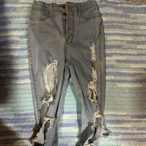 Vibrant Light Blue Distressed Skinny Jeans